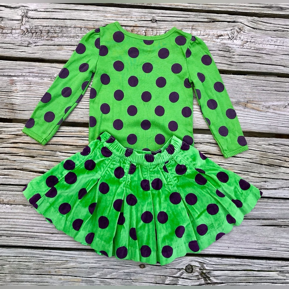 3T Girls GAP Green Polka Dot Set Skirt Knit Top Shirt Holiday Fun Outfit 3 Years - Picture 13 of 13